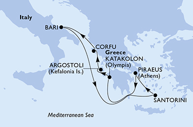 Mappa itinerario Mediterraneo