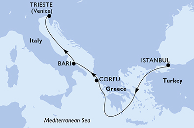 Mappa itinerario Mediterraneo