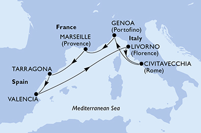 Mappa itinerario Mediterraneo