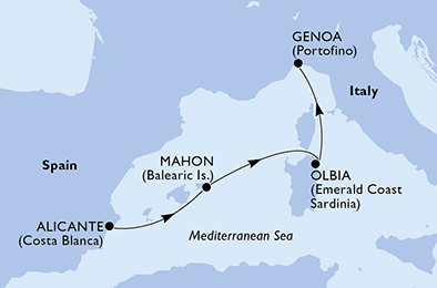 Mappa itinerario Mediterraneo