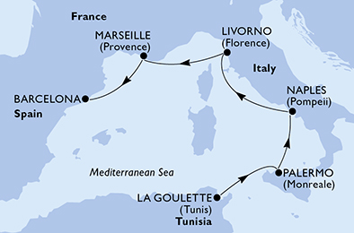 Mappa itinerario Mediterraneo