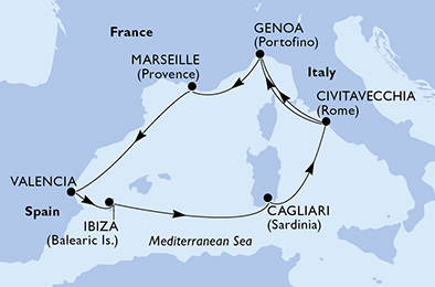 Mappa itinerario Mediterraneo