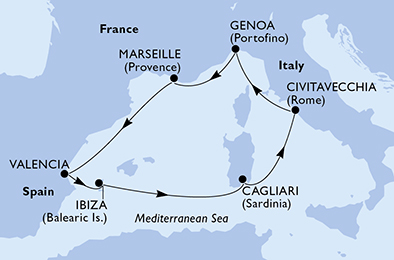 Mappa itinerario Mediterraneo