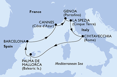 Mappa itinerario Mediterraneo