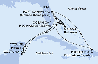 Mappa itinerario Caraibi & Antille