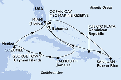 Mappa itinerario Caraibi & Antille