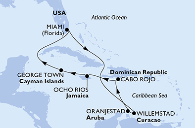Mappa itinerario Caraibi & Antille