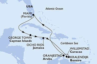 Mappa itinerario Caraibi & Antille