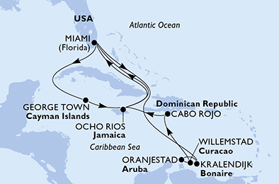 Mappa itinerario Caraibi & Antille
