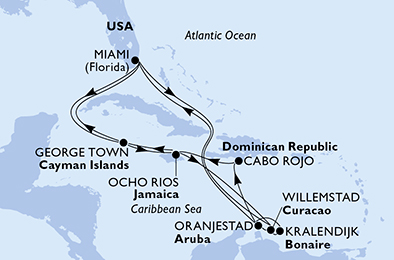 Mappa itinerario Caraibi & Antille