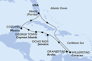Mappa itinerario Caraibi & Antille