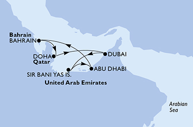 Mappa itinerario Medio Oriente