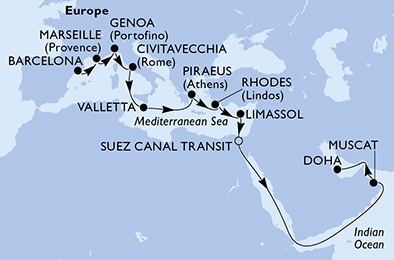 Mappa itinerario Portogallo, Spagna & Canarie