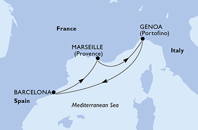Mappa itinerario Mediterraneo