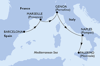 Mappa itinerario Mediterraneo