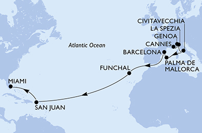 Mappa itinerario Portogallo, Spagna & Canarie