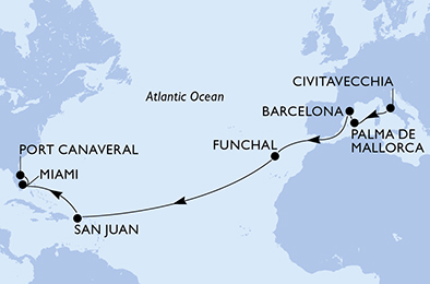 Mappa itinerario Portogallo, Spagna & Canarie