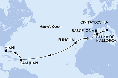 Mappa itinerario Portogallo, Spagna & Canarie