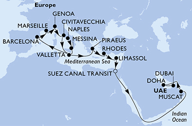 Mappa itinerario Portogallo, Spagna & Canarie