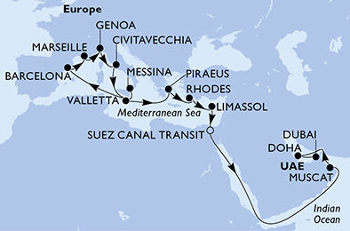 Mappa itinerario Portogallo, Spagna & Canarie