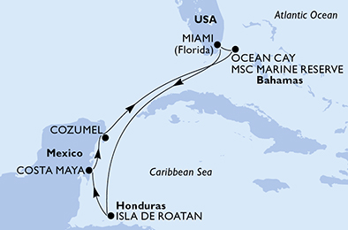 Mappa itinerario Caraibi & Antille