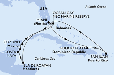 Mappa itinerario Caraibi & Antille