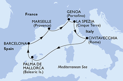 Mappa itinerario Mediterraneo