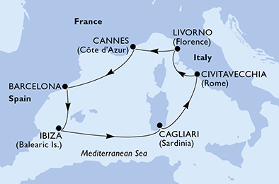 Mappa itinerario Mediterraneo