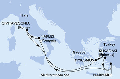 Mappa itinerario Mediterraneo
