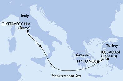 Mappa itinerario Mediterraneo