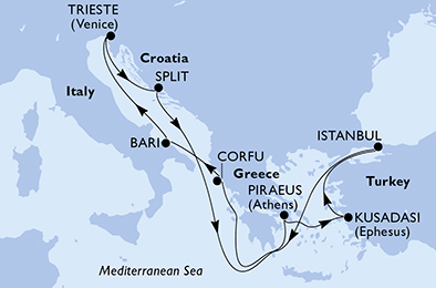Mappa itinerario Mediterraneo