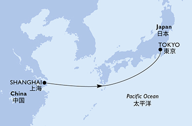 Mappa itinerario Estremo Oriente