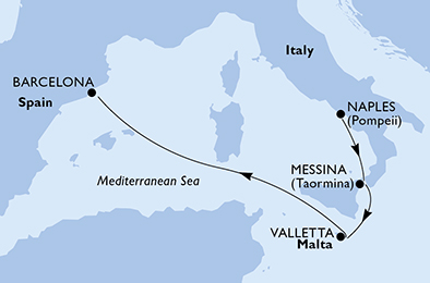 Mappa itinerario Mediterraneo