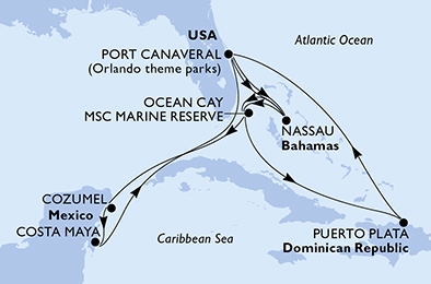 Mappa itinerario Caraibi & Antille