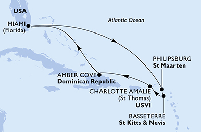 Mappa itinerario Caraibi & Antille