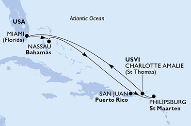Mappa itinerario Caraibi & Antille