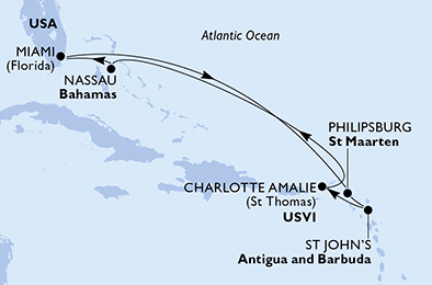Mappa itinerario Caraibi & Antille