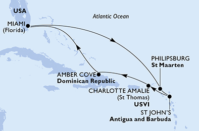 Mappa itinerario Caraibi & Antille