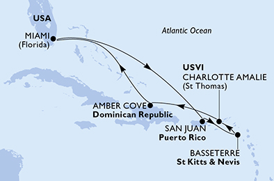 Mappa itinerario Caraibi & Antille