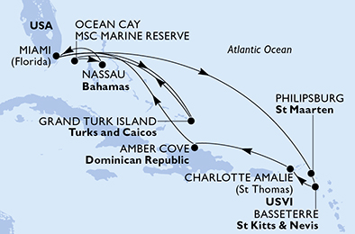 Mappa itinerario Caraibi & Antille