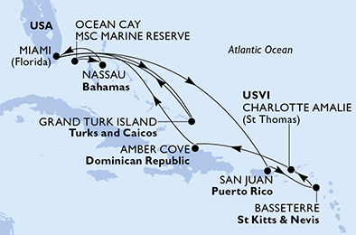 Mappa itinerario Caraibi & Antille