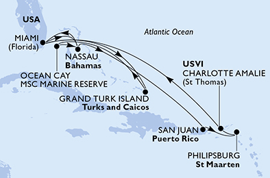 Mappa itinerario Caraibi & Antille