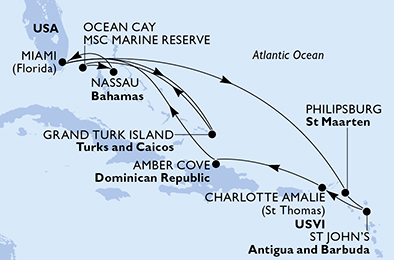 Mappa itinerario Caraibi & Antille