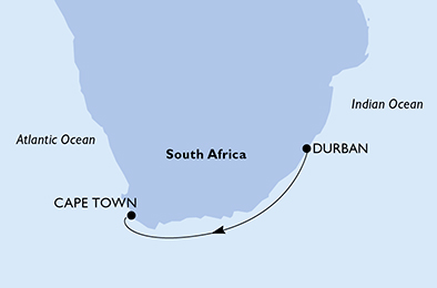 Mappa itinerario Oceano Indiano