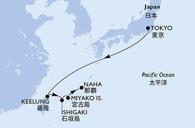 Mappa itinerario Estremo Oriente