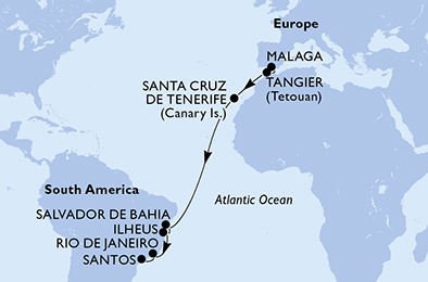 Mappa itinerario Portogallo, Spagna & Canarie