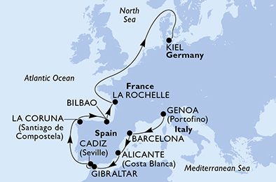 Mappa itinerario Mediterraneo