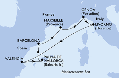 Mappa itinerario Mediterraneo