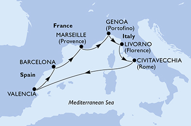 Mappa itinerario Mediterraneo