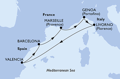 Mappa itinerario Mediterraneo
